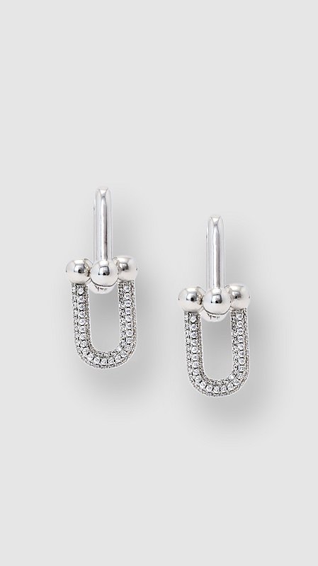 Brinco Insp Elos Tiffany Cravejado Zircônia Prata