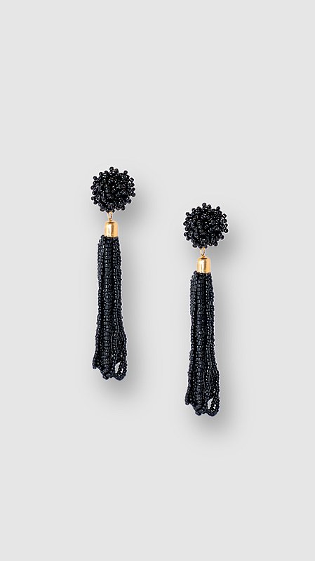 Brinco Insp Chanel Miçangas Preto Alonagado
