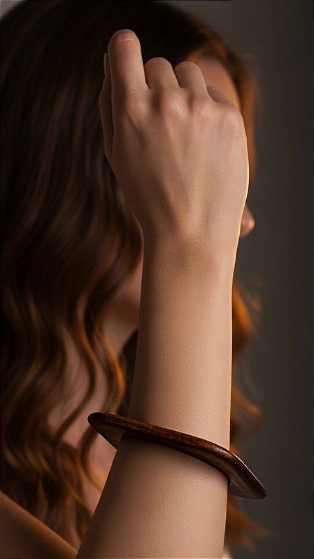 Bracelete Quadrado Madeira Marrom