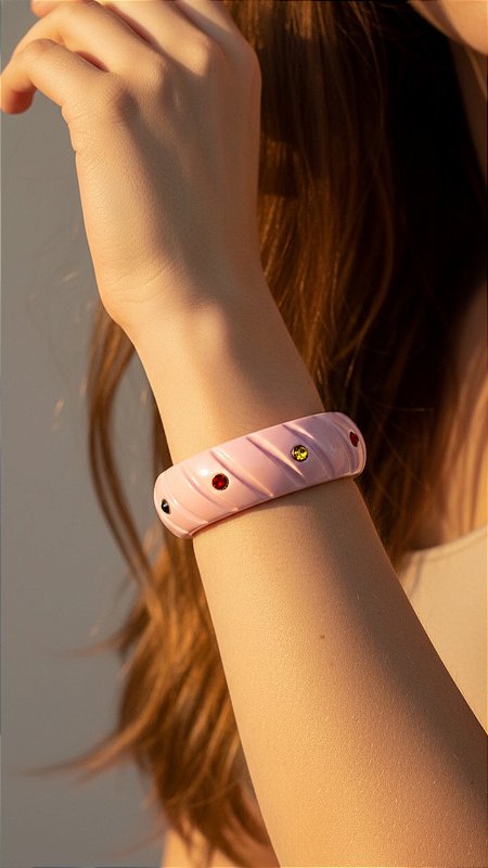 Bracelete Resina Color Strass Colorido