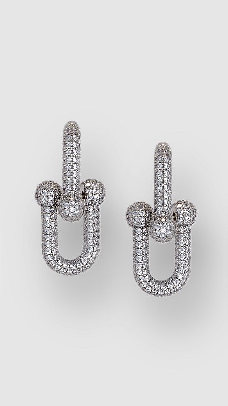 Brinco Elos Insp Tiffany Cravejado Prata