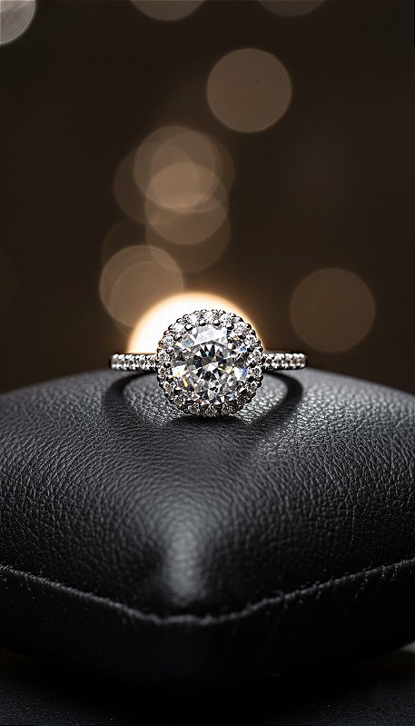 Anel Zircônia Redonda Prata Ajustável