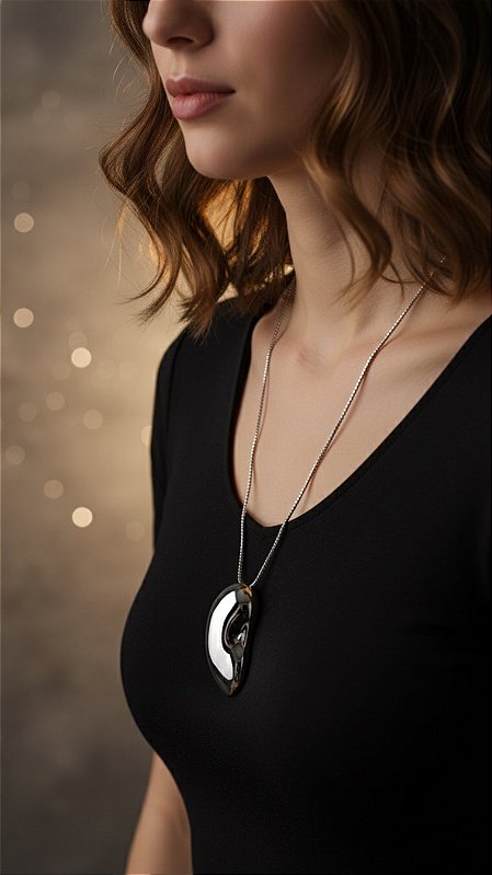 Colar Alongado Pingente Bold Silver