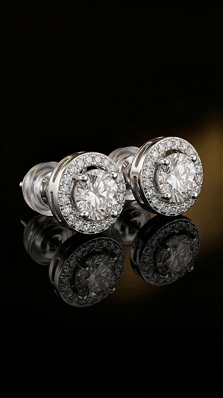 Brinco Pedra Moissanite Cravejados Prata 925
