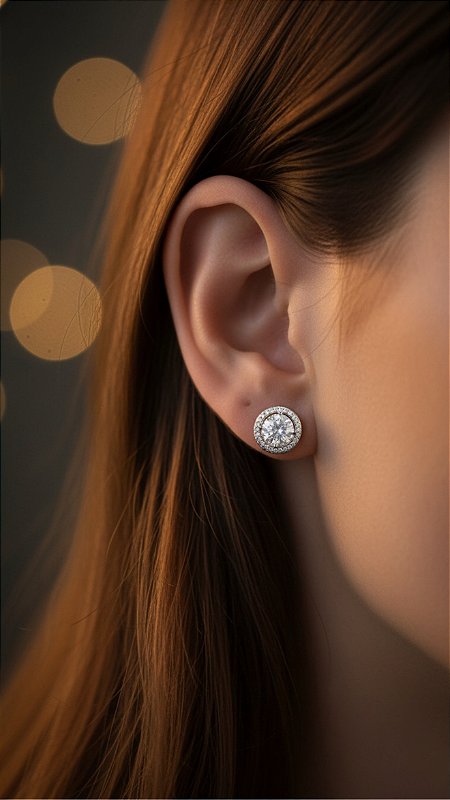 Brinco Pedra Moissanite Cravejados Prata 925