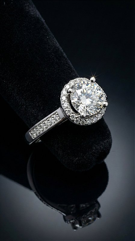 Anel Pedra 6,5mm Moissanite Cravejado Prata 925 Ajustável