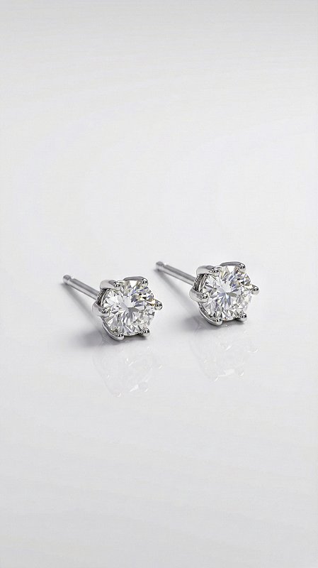 Brinco Pedra Moissanite Ponto de Luz 6 Pontas Prata 925 0,5ct