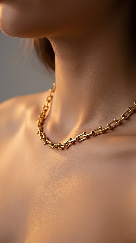 Colar Elos Insp Tiffany Pequeno Dourado