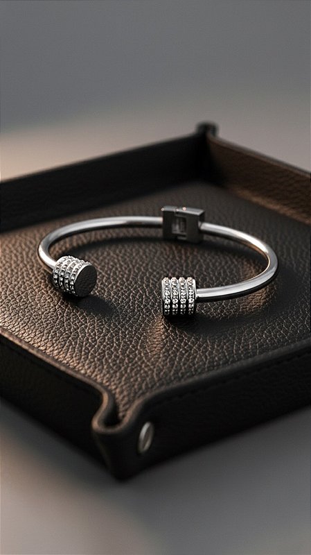 Bracelete Insp Cartier Cravejado Aço Prata