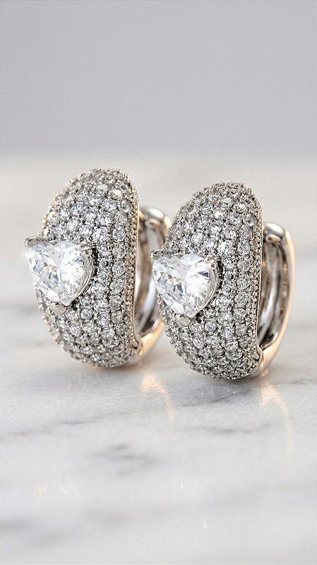 Brinco Argola Mini Cravejada Chaton Prata