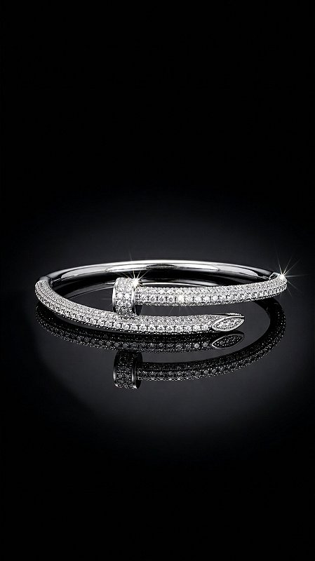 Bracelete Prego Insp Cartier Prego Médio Cravejado Prata