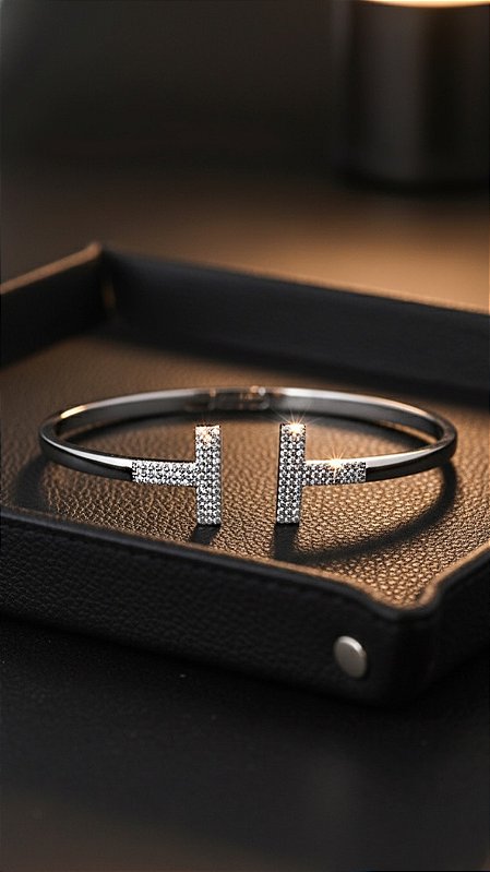 Bracelete Insp Tiffany Cravejado Prata