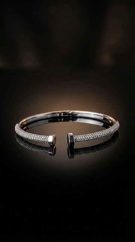 Conjunto Bracelete Anel Insp Cartier Zircônias Prata