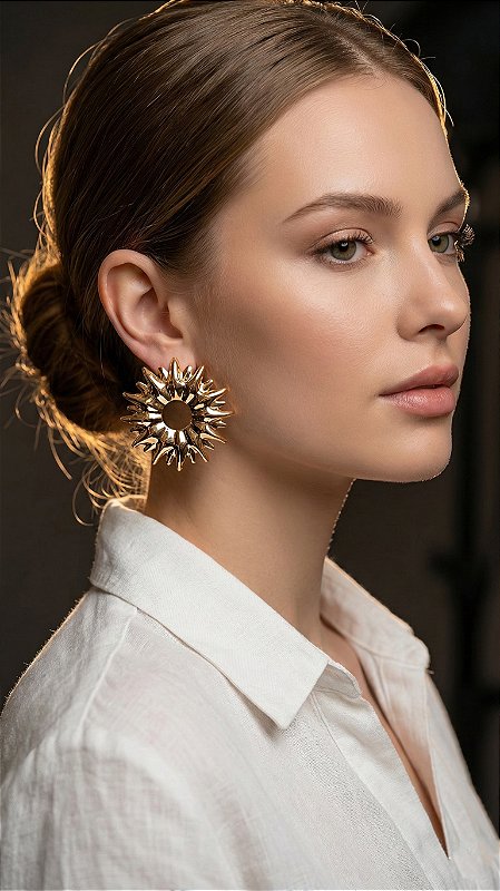 Brinco Sol Dourado Boho