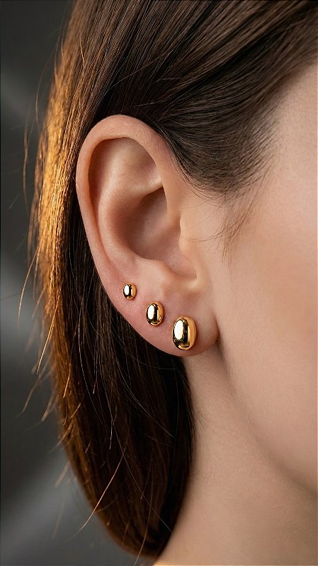 Brinco Trio Oval Dourado