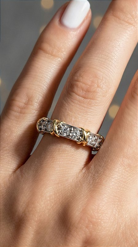 Anel Insp Tiffany X Duo Prata Ajustável