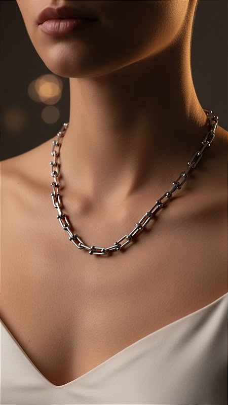 Colar Elos Insp Tiffany Aço Prata