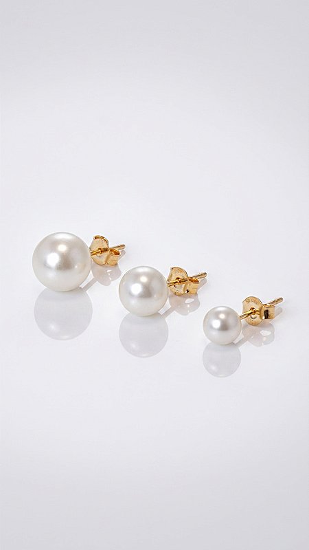 Brinco Trio Pérolas Clássico Dourado