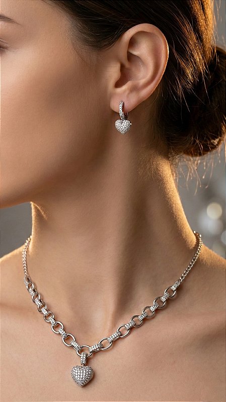 Conjunto Inspiração Pandora Zircônia Prata