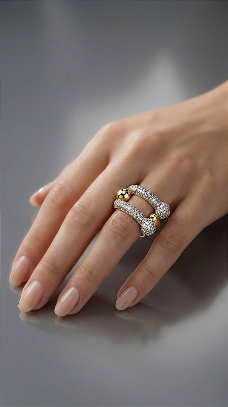 Anel Insl Elo Tiffany Máxi Cravejado