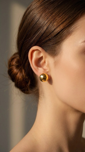 Brinco Esfera Aço Dourado