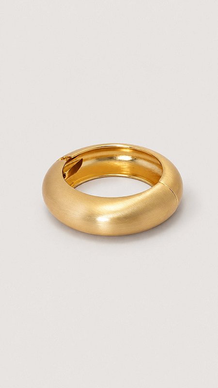 Bracelete Redondo Metal Escovado Banho Ouro 18K