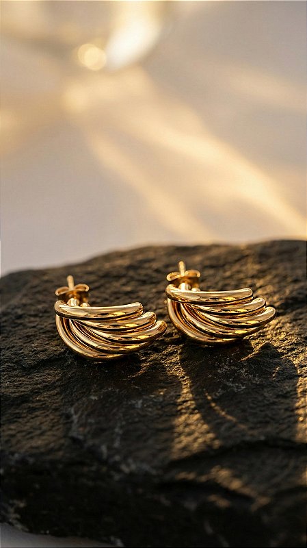Brinco Cacho Aço Dourado