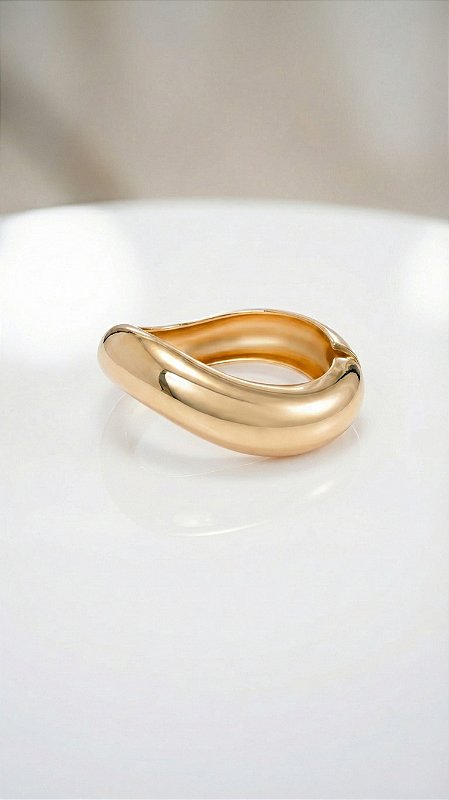 Bracelete Ondulado Orgânico Médio Dourado