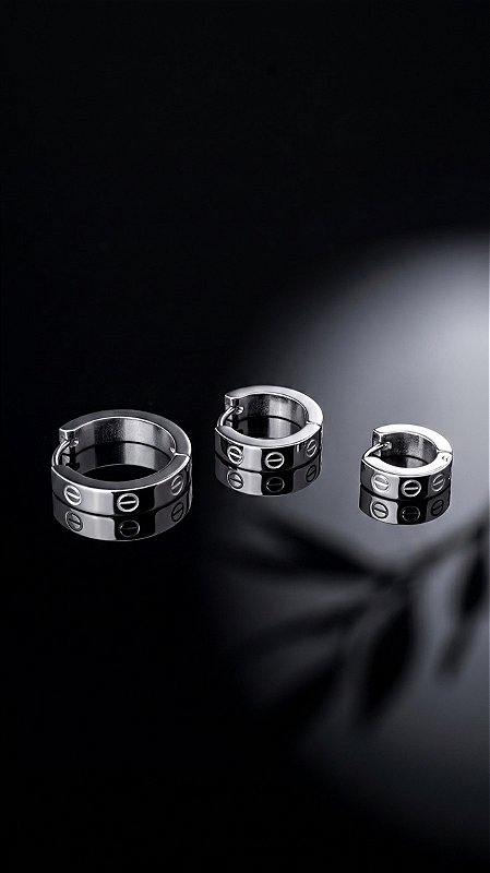 Brinco Trio Argolas CT Prata Aço