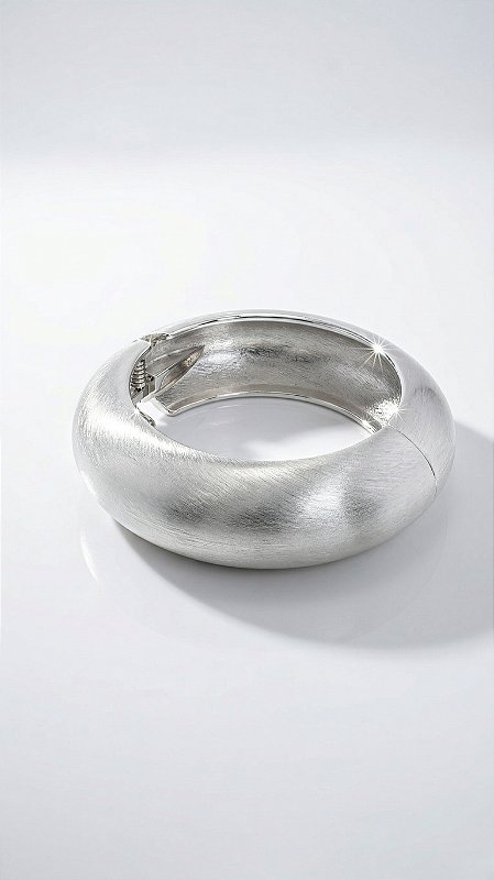 Bracelete Redondo Metal Escovado Prata
