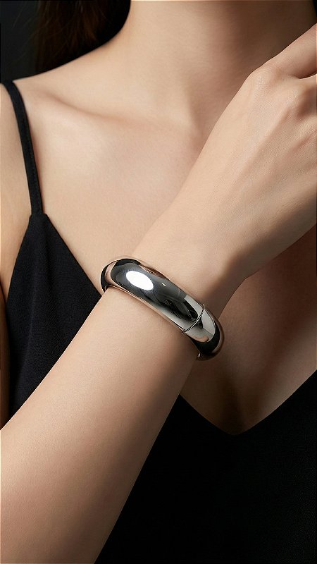 Bracelete Metal Redondo Médio Prata