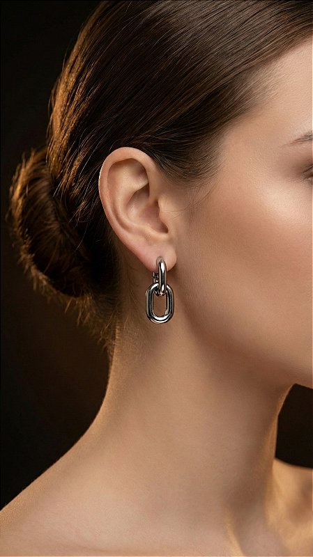 Brinco Insp Gucci Corrente Dupla Aço Prata