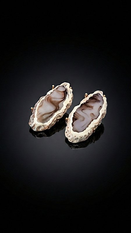 Brinco Resina Pedra Marmorizado Roxo