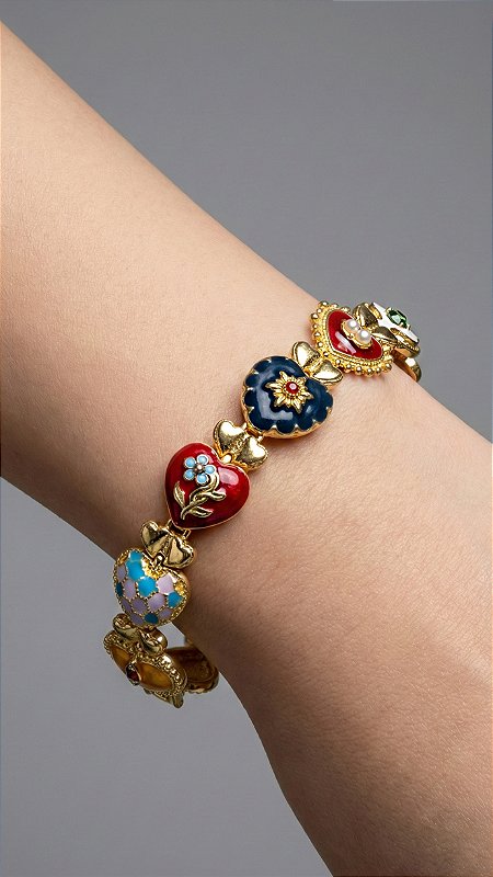 Pulseira Inspiração D&G Verde Colors Dourada