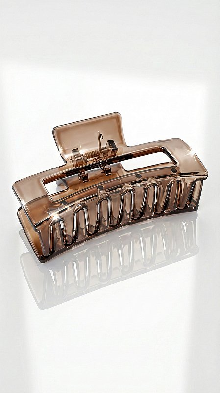 Presilha Retangular Nylon Transparente Marrom