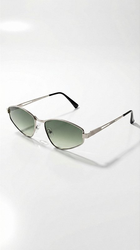 Óculos de Sol Triangular Inspiração Miu Miu Metal Grafite Lente Cinza