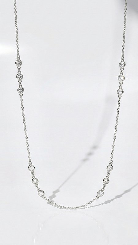 Colar Alongado Volta Cristal Prata