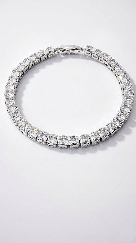 Pulseira Riviera Baguete Prata