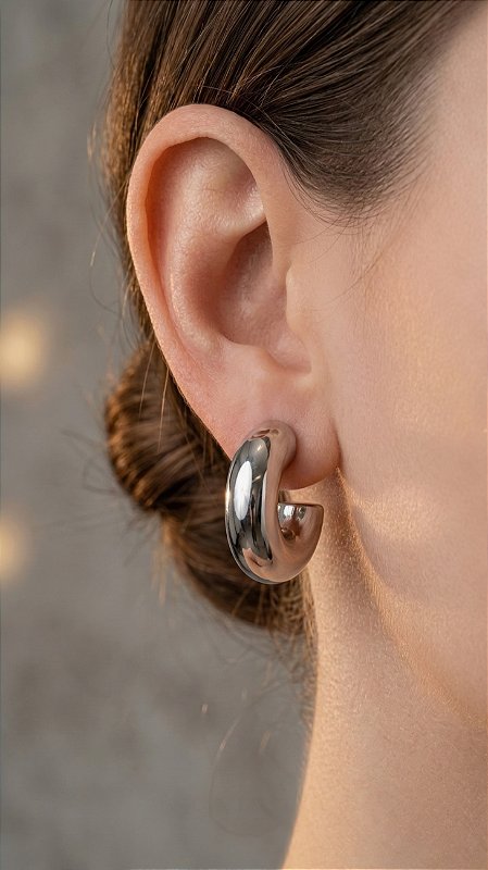 Brinco Argola Bold ABS Prata