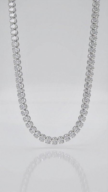 Colar Riviera Oval 4 Pontas Zircônia Branca Prata