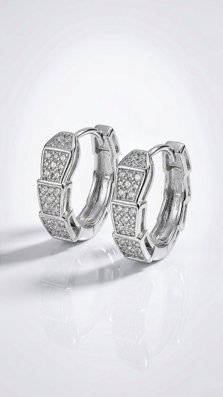 Brinco Argola Insp Bulgari Cravejada Prata