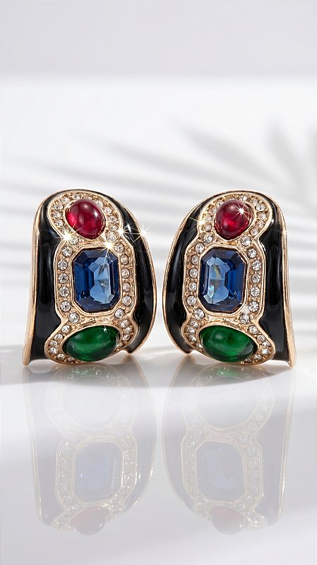 Brinco Argola Insp D&G Resina & Pedras Coloridas Dourado