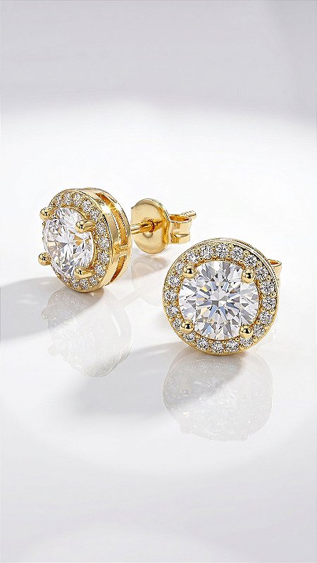 Brinco Ponto de Luz Cravejado Zircônia Dourado