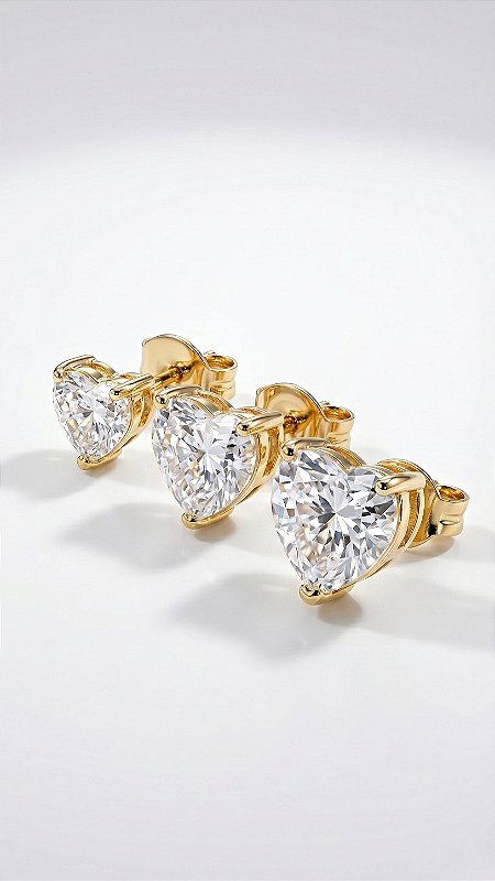 Brinco Trio Corações Zircônia Dourado