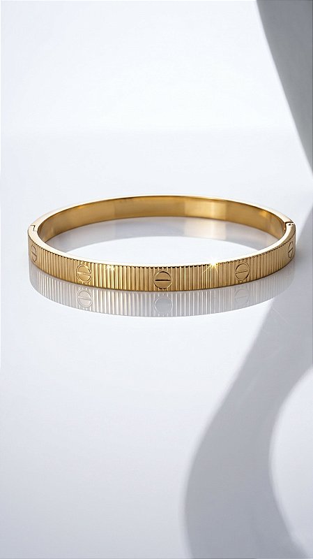 Bracelete Love Texturizado CT Dourado Aço