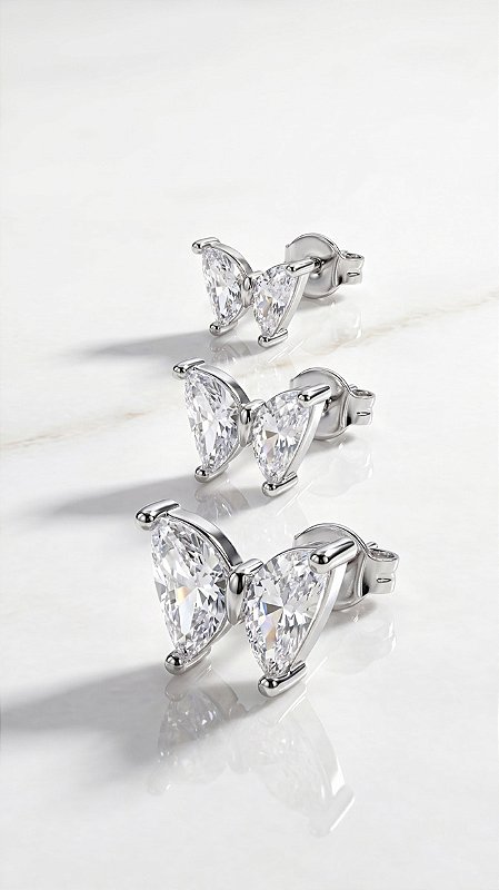 Brinco Trio Borboletas Zircônias Garra Cristal Prata