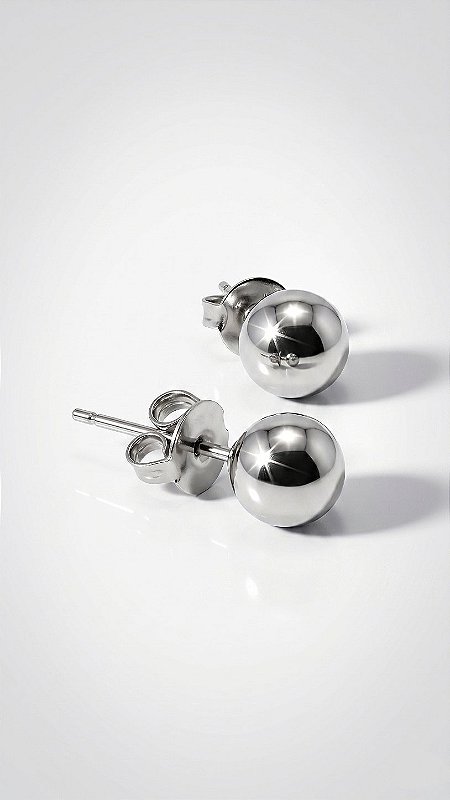 Brinco Mini Bolinha Prata Aço