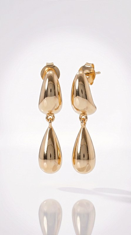 Brinco Gota Dupla Dourado