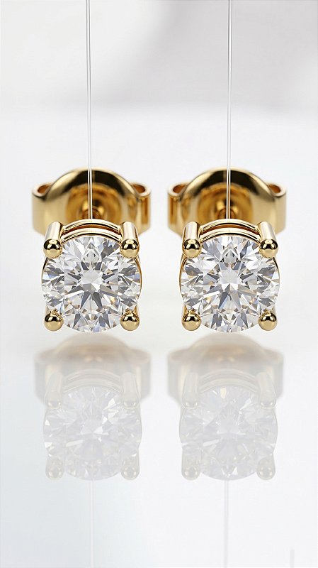 Brinco Mini Ponto de Luz 4 Pontas Zircônia Dourado Aço