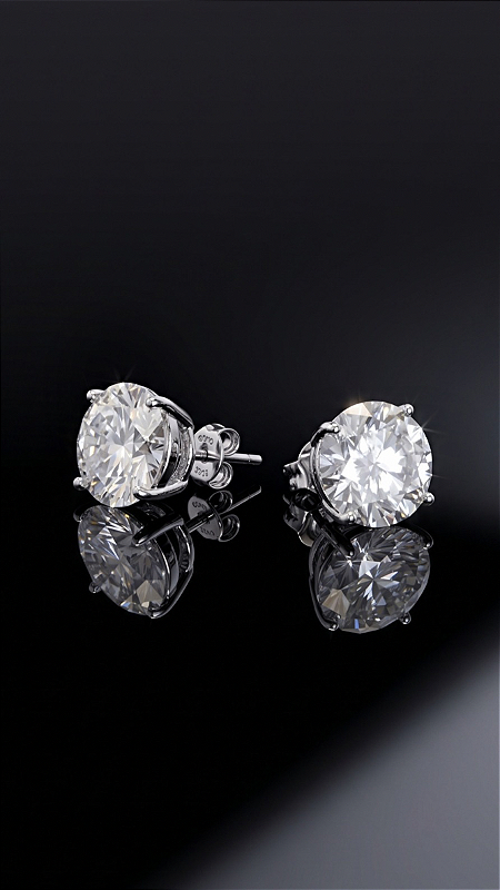 Brinco Pedra G Moissanite 4ct Ponto de Luz 4 Pontas Prata 925